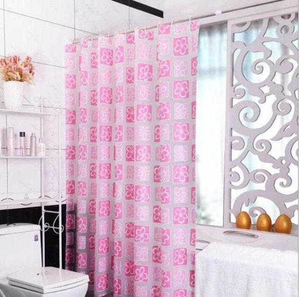 rideau de douche brillant rose