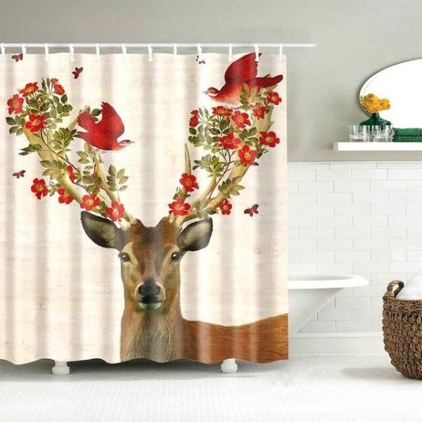 rideau de douche cerf floral