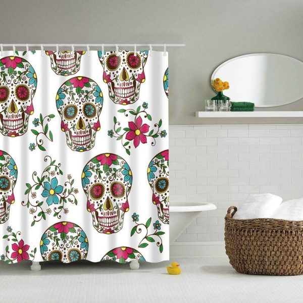 rideau de douche crânes mexicains