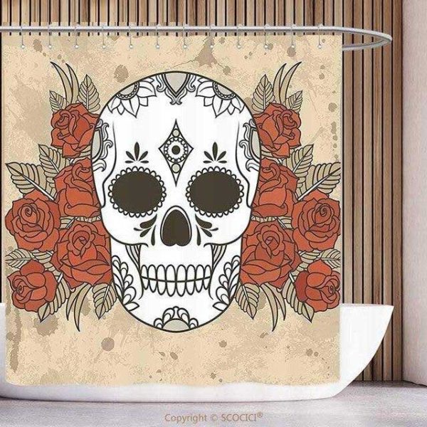 rideau de douche de tête de mort de sucre