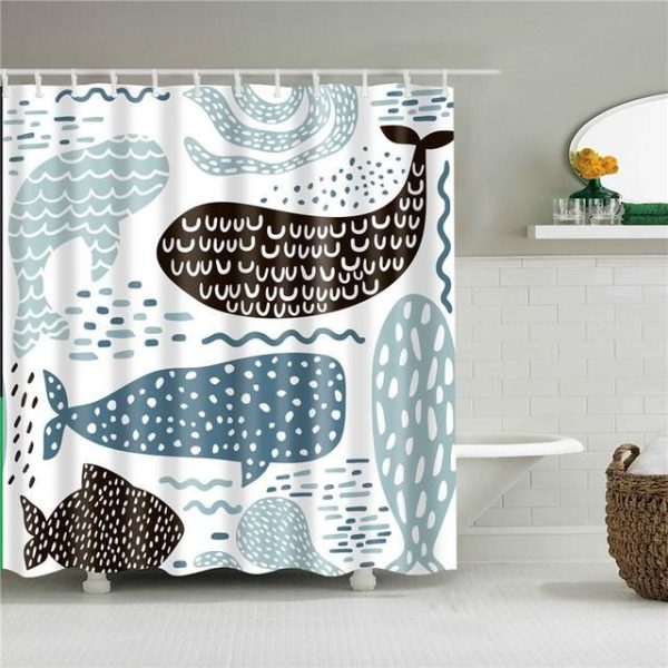 rideau de douche dessin de baleines