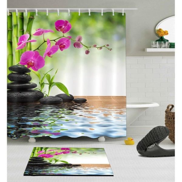 rideau de douche orchidée