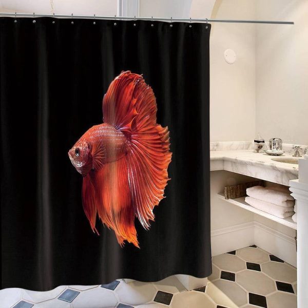 rideau de douche poisson rouge