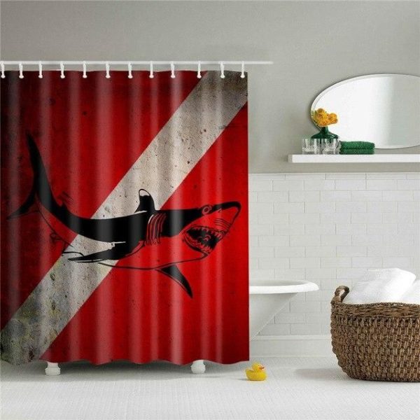 rideau de douche requin rouge