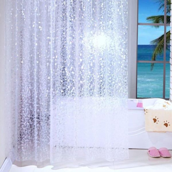 rideau de douche transparent avec motif
