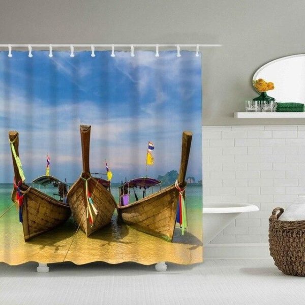 rideau de douche trio de pirogues