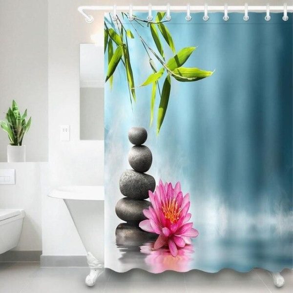 rideau de douche zen bleu